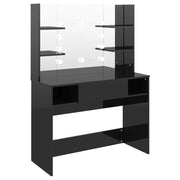 Tavolo da trucco con illuminazione a LED 100 x 40 x 135 cm MDF nero lucido 02_0006252