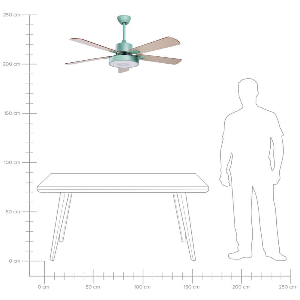 Ventilatore da soffitto con luce Ventilatore verde Materiale sintetico Ferro Telecomando Luce Effetto Legno Grana Soggiorno Tradizionale