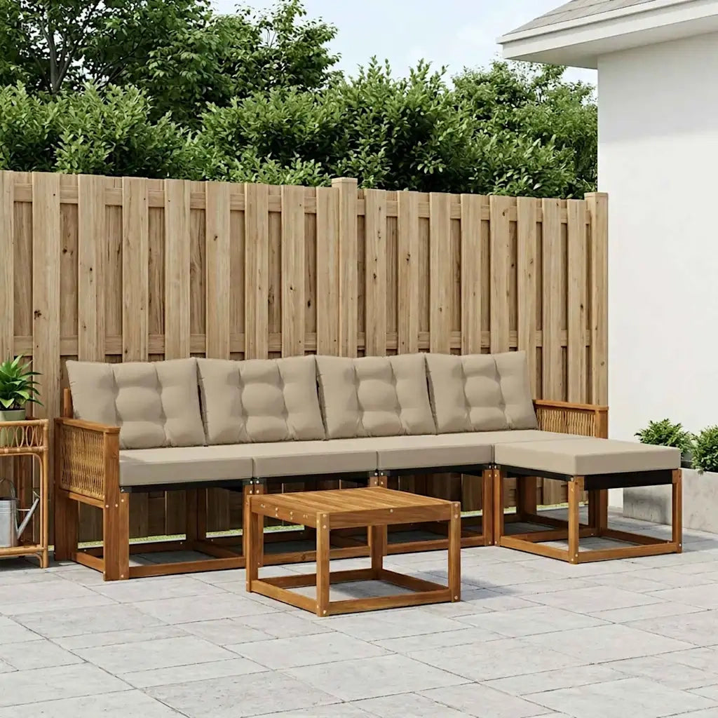 Set di divani da esterno con cuscino 6 pcs Naturale e Beige