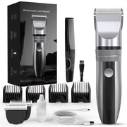 Tondeuse a Spazzola - Tondeuse Senza Fili - Tondeuse Elettrica - Trimmer Capelli - 5 Posizioni - Nero/Argento