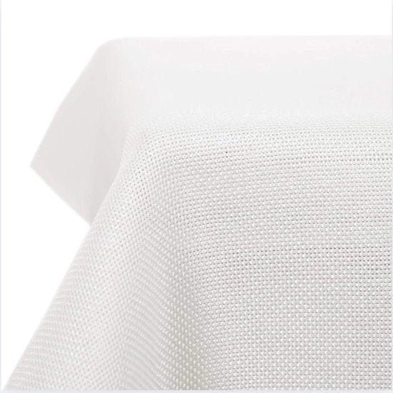 Tela da tavola in lino impermeabile all'acqua, facile da rimuovere, protezione in poliestere con effetto loto, stoffa per tavola da pranzo, bianco, 130x220cm