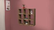 Libreria moderna a parete 9 ripiani in legno 90x90x25cm Roderik L