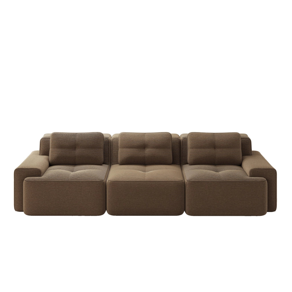Divano modulare senza struttura in velluto a coste marrone 293x104x69 cm; seduta profonda
