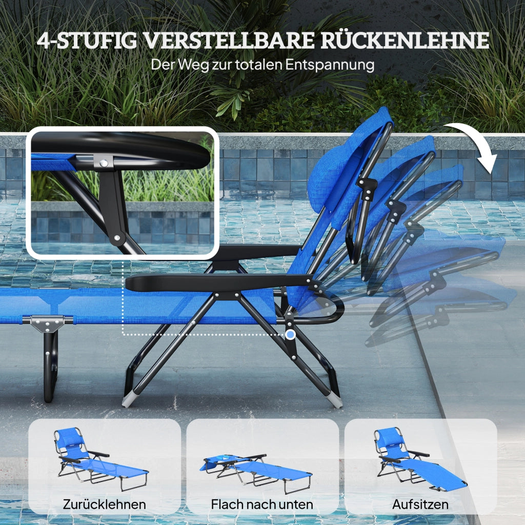 Sdraio pieghevole impermeabile 194x72x31cm nero e blu scuro