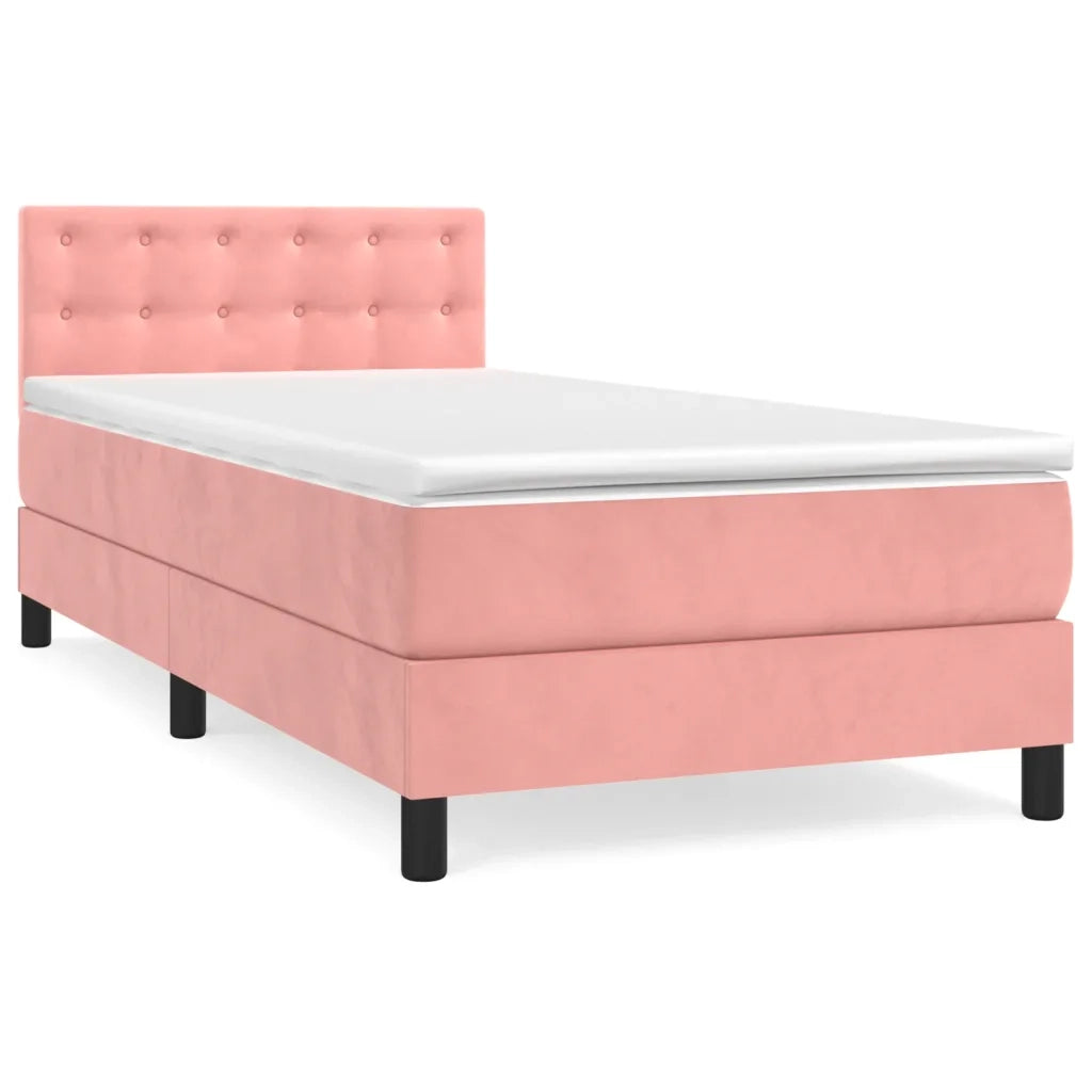 Giroletto a Molle con Materasso-Struttura Letto Rosa 80x200 cm in Velluto 248560