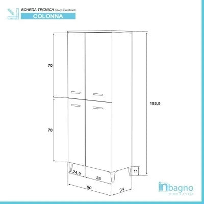 Armadio multiuso grigio 153,5 cm con ante e ripiani regolabili Desya