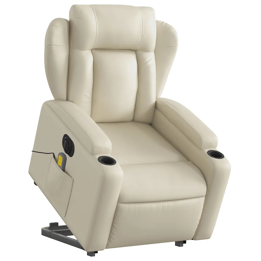 Poltrona Alzapersona Elettrica Reclinabile Crema in Similpelle 3204566