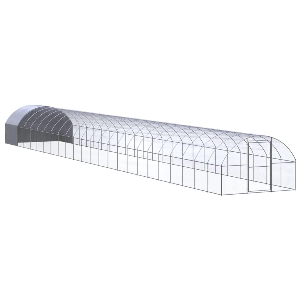 Pollaio recinto per polli da esterno 3 x 24 x 2 m acciaio zincato argento 02_0044008