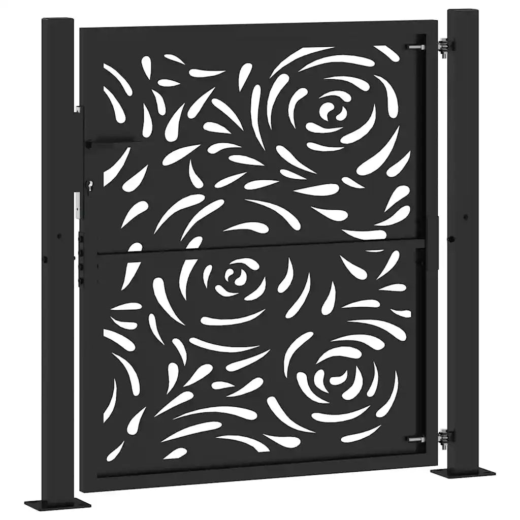 Cancello da giardino nero 100x100 cm in acciaio con design a fiamma 4100989