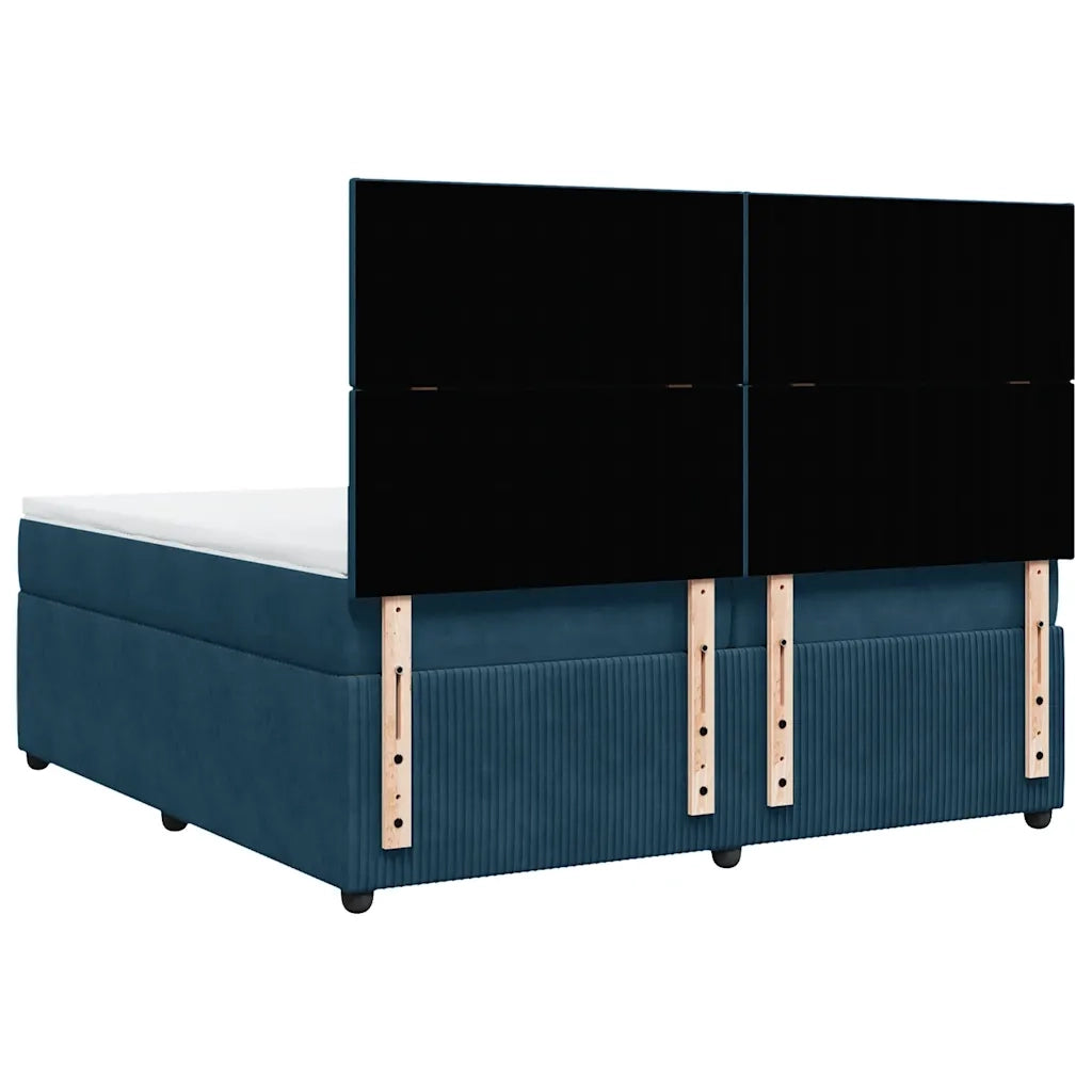 Giroletto a Molle con Materasso Blu Scuro 200x200 cm in Velluto 3292428