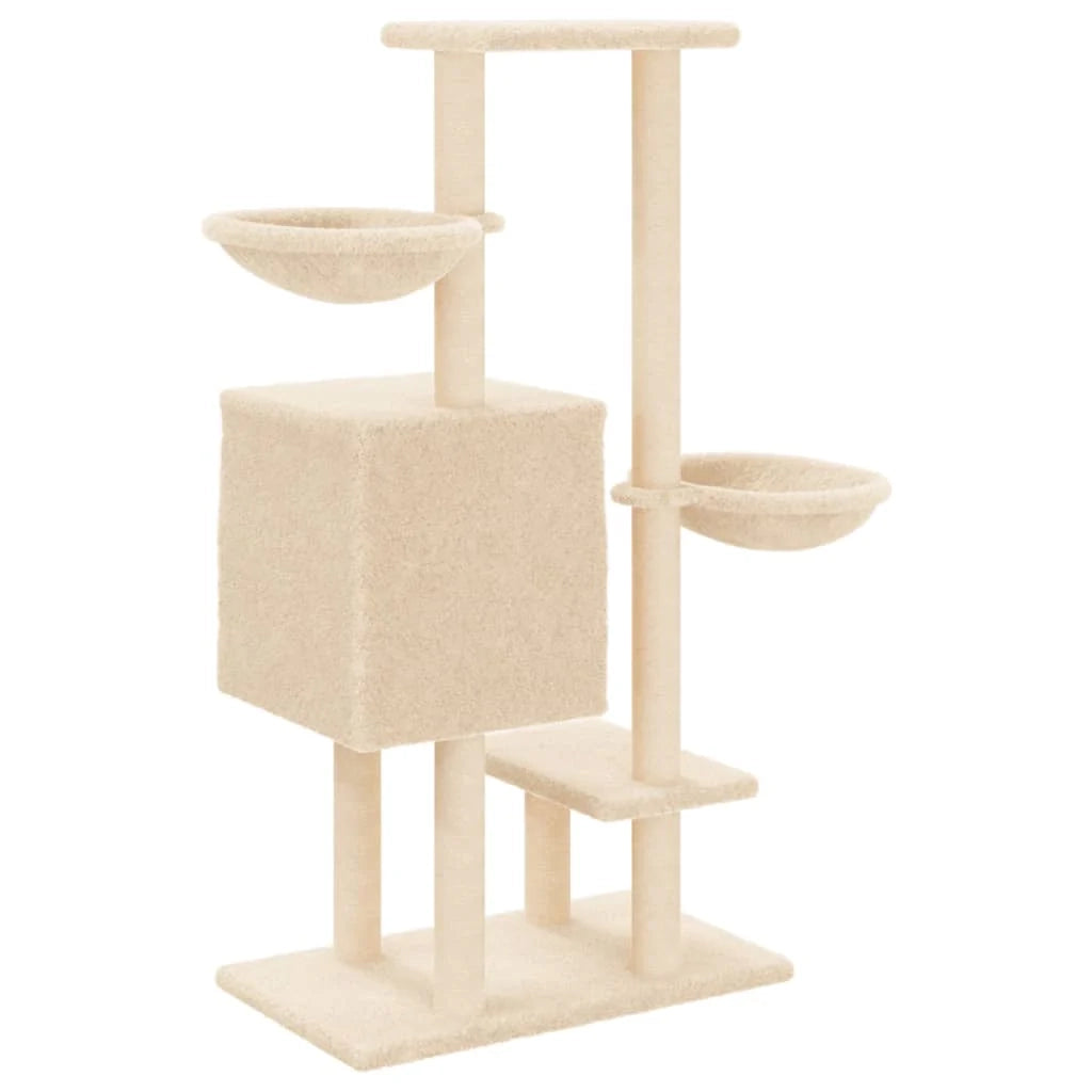 Tiragraffi per gatti torre per arrampicata giocattolo piattaforma per arrampicata con tiragraffi in sisal 117 cm crema 02_0022460
