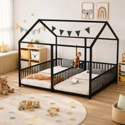 LETTO a casetta con sponde e scala 90x200 cm in metallo nero