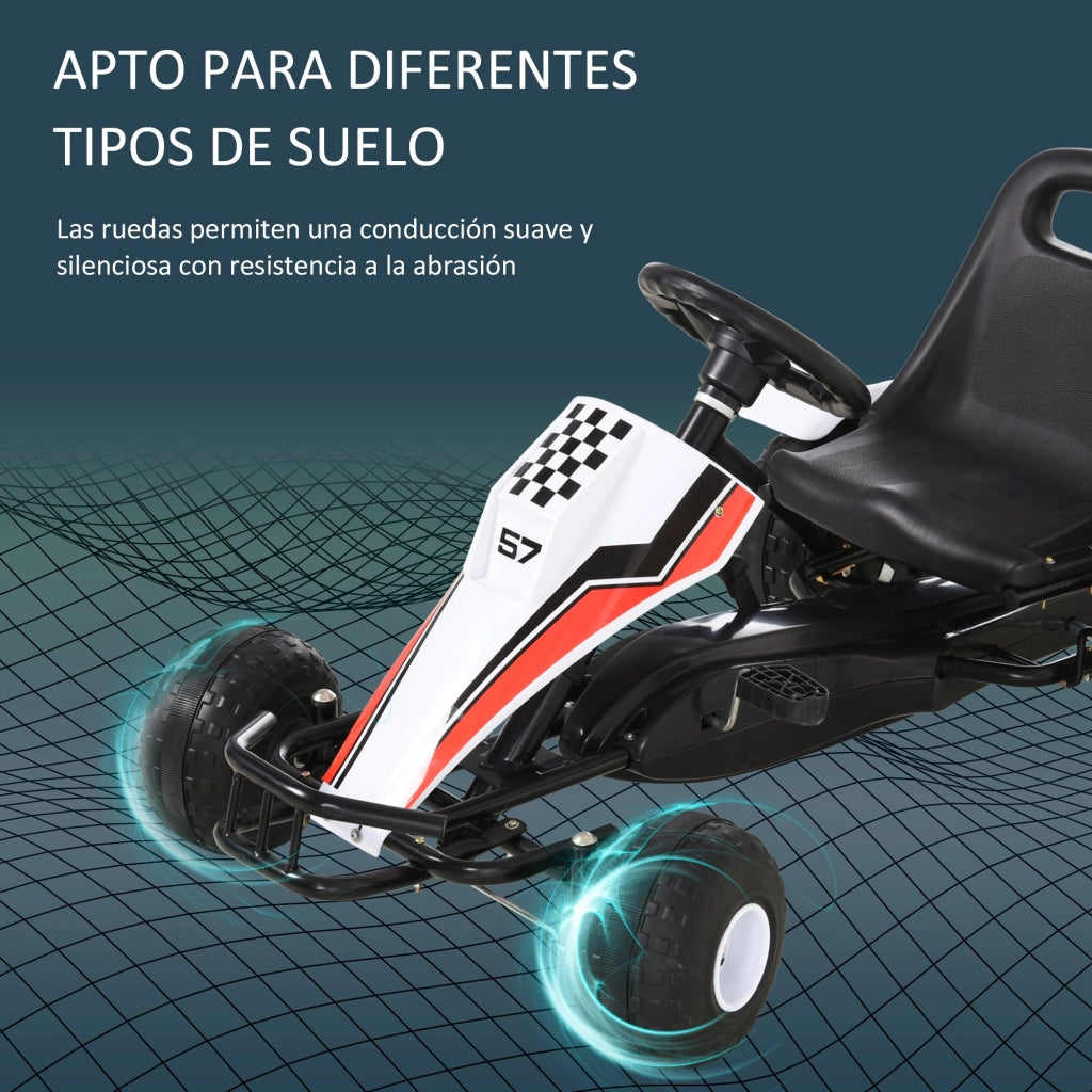Go Kart a Pedali per Bambini ¨C zephmum ¨C Bianco e Nero 104x66x57 cm