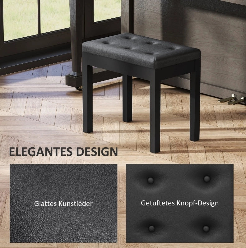 Sgabello per pianoforte con contenitore 55x34x50 cm， similpelle nera
