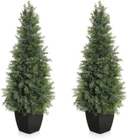 Set 2 Piante di Cedro Artificiale 90 cm Finto Conifera con Protezione UV e Vaso