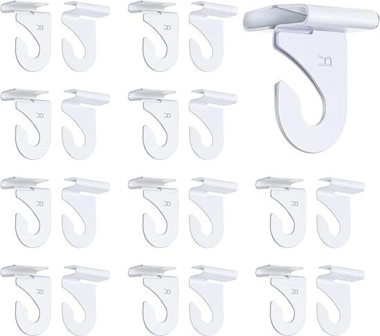 Hanger per Plafond Metallico da 20 - Tappo di Acciaio Resistente - Decorazioni e Piante Sospese - Uffici e Aule da Casa - 20 Destre 20 Sinistre - Hanger Rotante Bianco