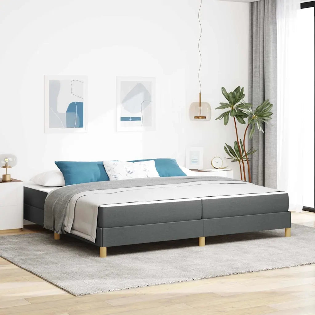 Letto a molle con materasso Grigio scuro 200 x 200 cm Tessuto 3398592
