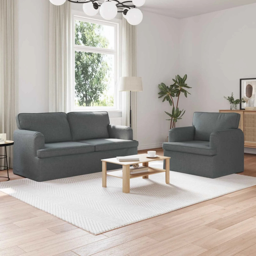 Set di divani 2 pcs Grigio scuro 162 x 80 x 85 cm Tessuto