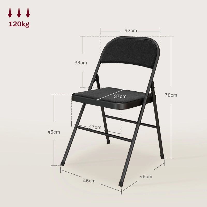 SEDIA PIEGHEVOLE Set da 4 pezzi 45x46x78 cm Nero in poliestere