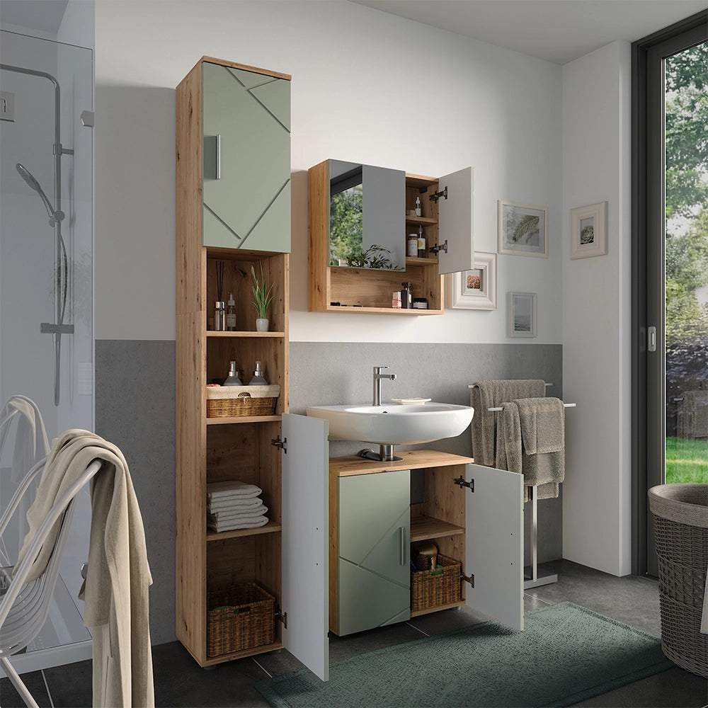 Vicco Set di mobili da bagno Verde salvia 3 parti