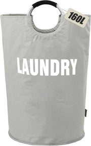 Sacchetto per bucato pieghevole da 160L (7 colori), sacchetto per bucato pieghevole, contenitore per abbigliamento (grigio, XXL) RECYCLABILE