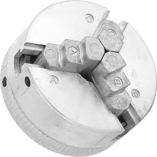 Mini-draaibank accessorio con 3 klauwplaatklem Z011, Zinklegering, boorkopklem, grande klembereik, 3 klauw, diametro esterno 12-65 mm, diametro interno 18-56 mm