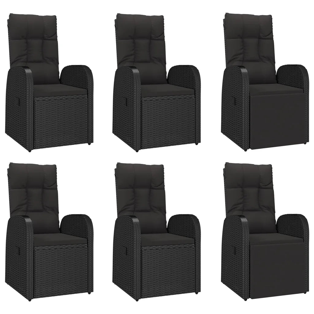 Set da Pranzo da Giardino 7 pz Nero con Cuscini in Polyrattan 3157602