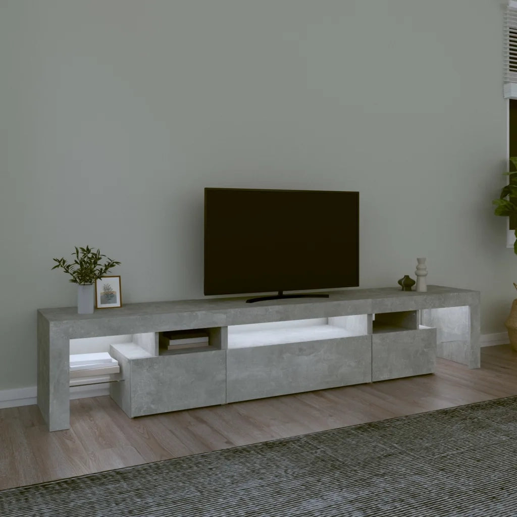 Mobile Porta TV con Luci LED Grigio Cemento 215x36,5x40 cm 3152797