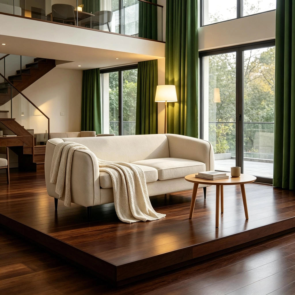 Divano letto 2 posti con seduta ampia, cuscino spesso e supporto a molle insacchettate per relax in poliestere beige