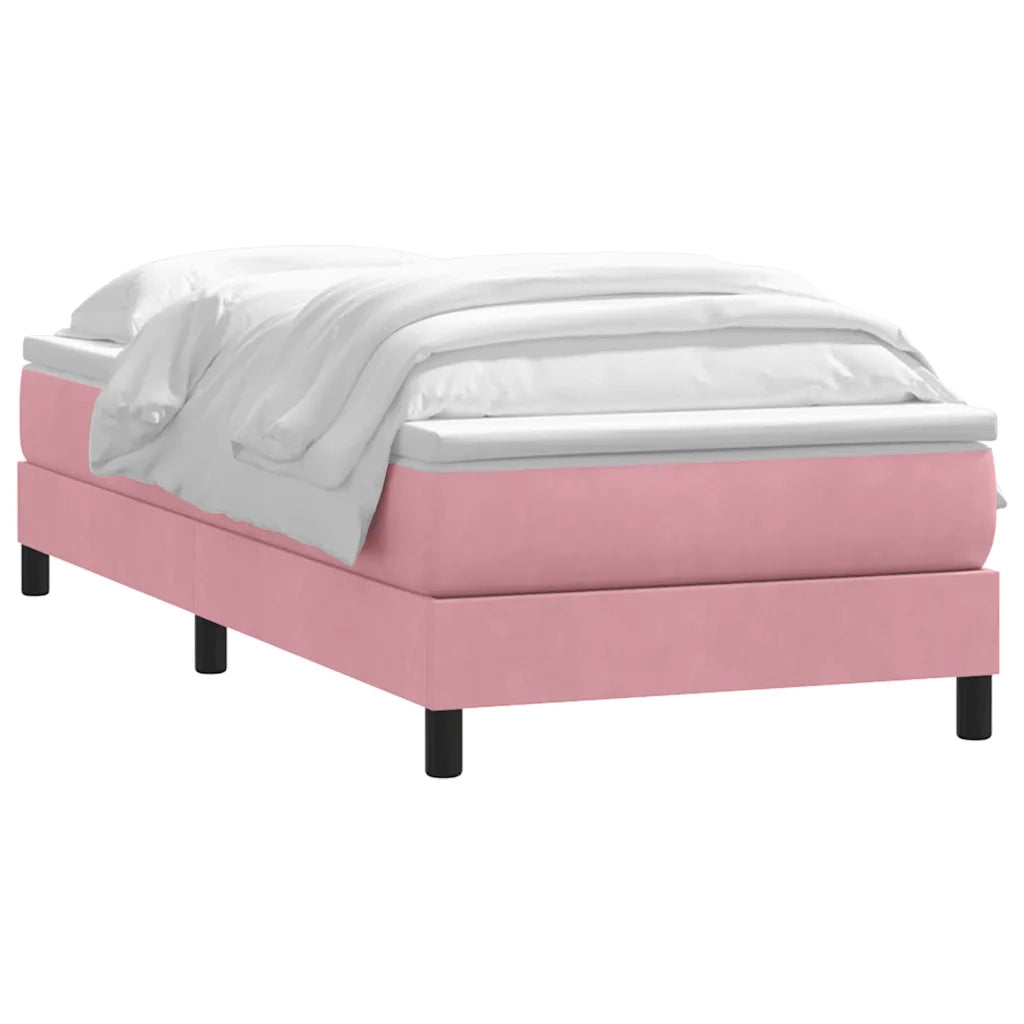 Letto singolo | Letto per adulti | Giroletto a Molle con Materasso Rosa 80x220 cm Velluto