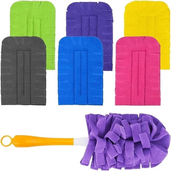 Pacchetto di stoffa per magneti - 6 pezzi - Con maniglione - Compatibile con Swiffer - Asciugamano in tessuto lavabile - Fazzoletti di ricambio per Swiffer Duster - Per polvere e sporcizia in abitazioni e scuole