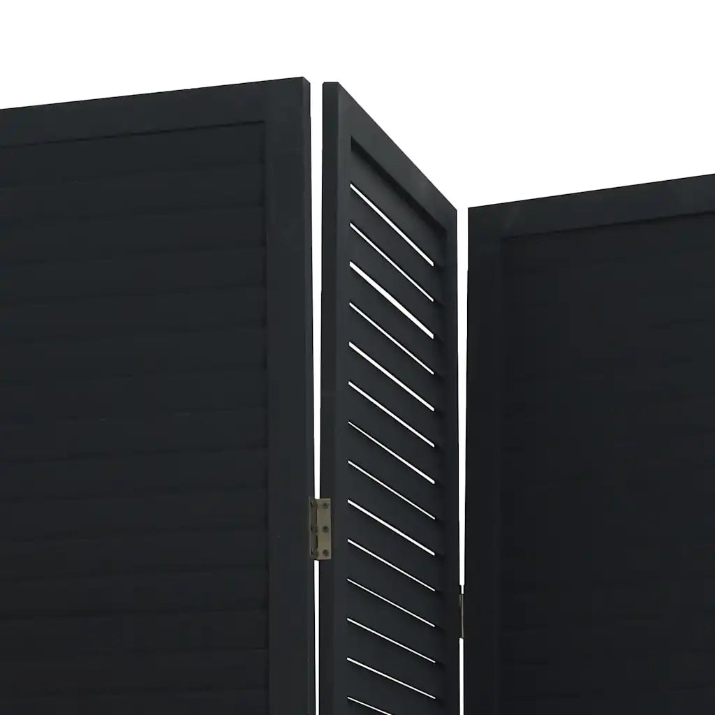 Divisorio Ambienti 4 Pannelli-Set di 4 pannelli Paravento Nero Legno Massello di Paulownia