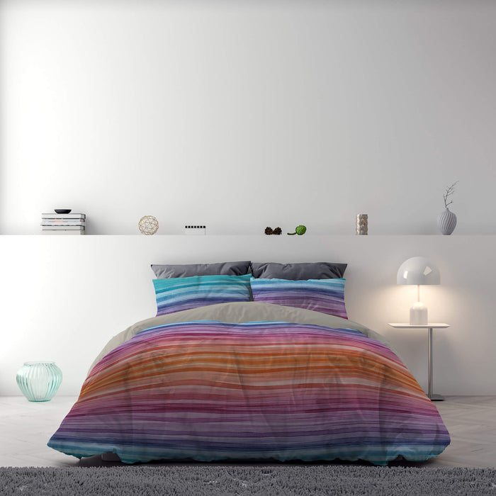 Copripiumino Matrimoniale con Stampa sul Sacco e Federe Doubleface Rainbow