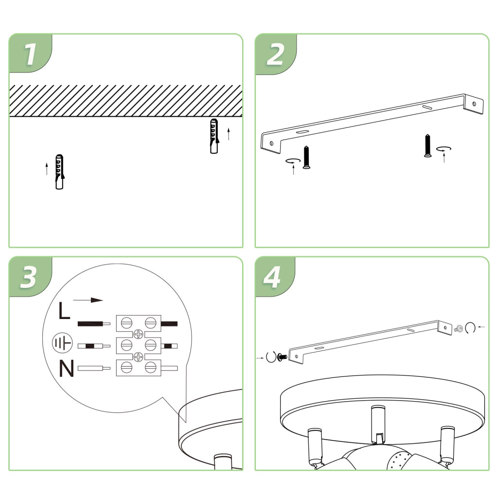 ZMH Faretto da soffitto a 3 luci da 12W orientabile a 350° Lampada da soffitto Soggiorno