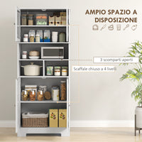 Credenza Cucina 60x30x145,5 cm con Armadietti e Vani a Giorno in Truciolare Bianco