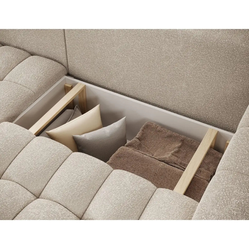 Divano angolare convertibile DORY beige 250 cm con vano contenitore angolo destro