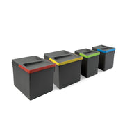 Emuca Contenitori per cassetti da cucina Recycle, Altezza 216, 2x12 + 2x6, Plastica grigio antracite, Tecnoplastica, 1 u.