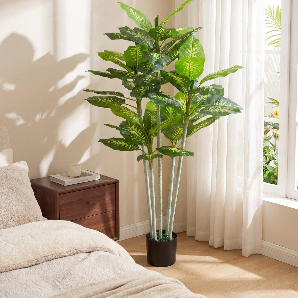 Pianta artificiale Calathea ¨C zephmum ¨C 150 cm vaso cemento 53 foglie