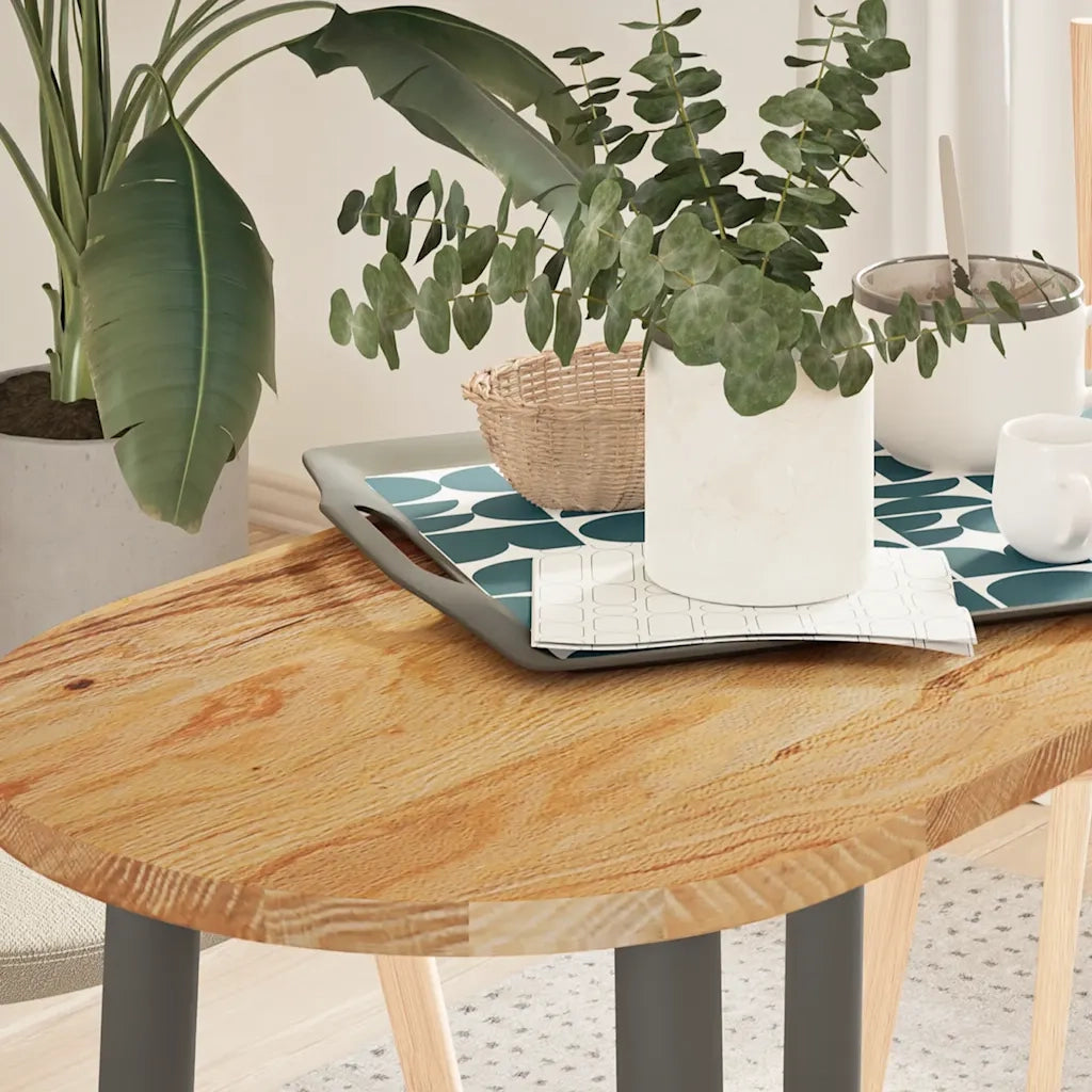 Piano Tavolo | Superficie Tavolo | Piano Scrivania Marrone Chiaro 80x40x2 cm in Rovere Massello Ovale