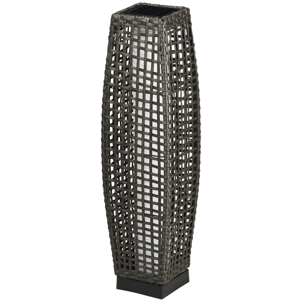 Lampada Solare da Giardino in Rattan Sintetico ¨C zephmum ¨C Grigio 21x21x78 cm