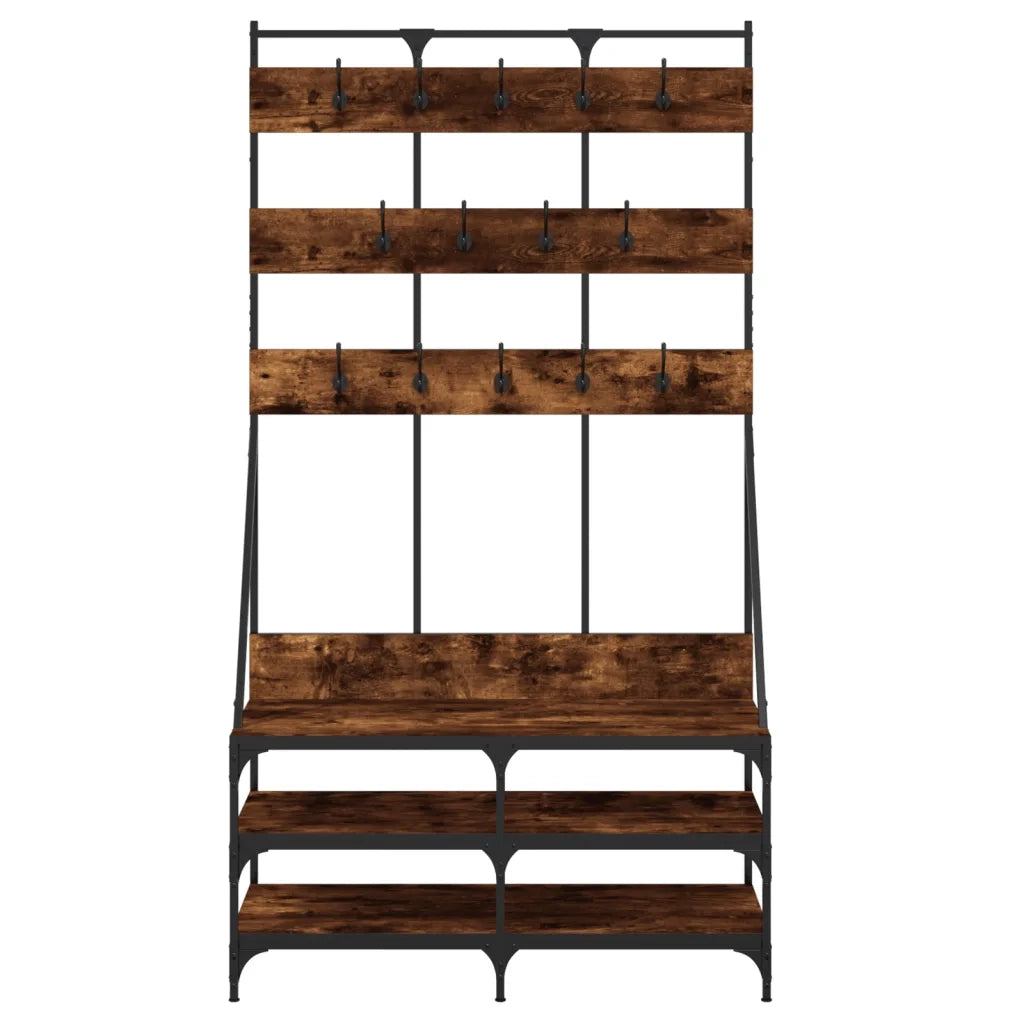 Appendiabiti con Porta Scarpe Rovere Fumo 100x40x184 cm