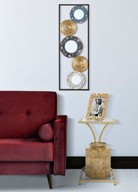 Tavolinetto Glam Level 40x35x60 cm in Ferro MDF e Vetro Oro e Multicolor