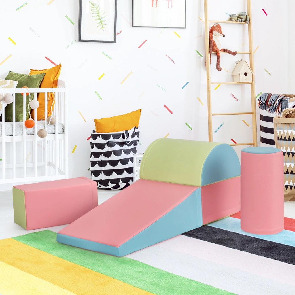 Set di gioco da arrampicata per bambini da 5 pezzi, Strutture di gioco in schiuma impermeabili Rosa-Giocattoli educativi