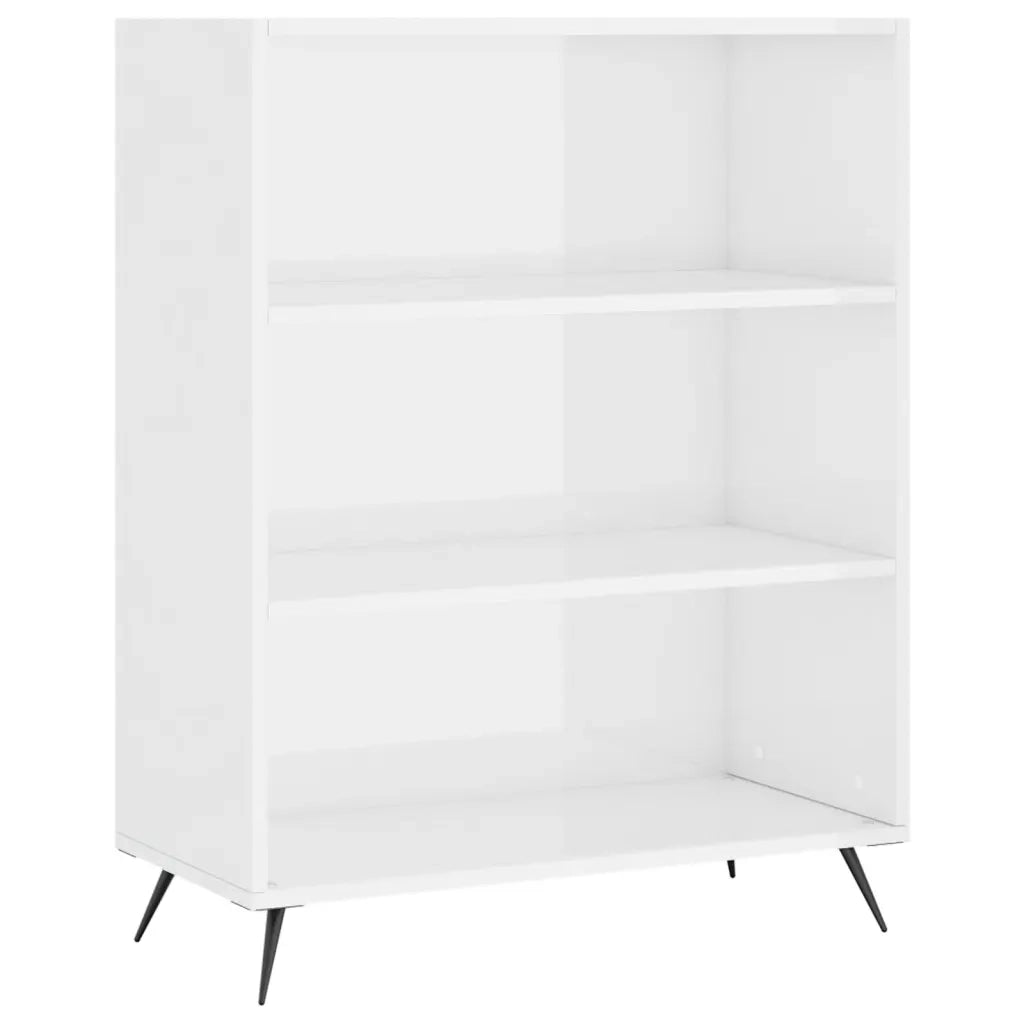 Libreria Bianco Lucido 69,5x32,5x90 cm in Legno Multistrato 828334