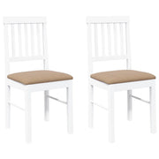 Sedie da Pranzo con Cuscini 2 pz | Sedie da cucina Bianco Legno Massello di Hevea