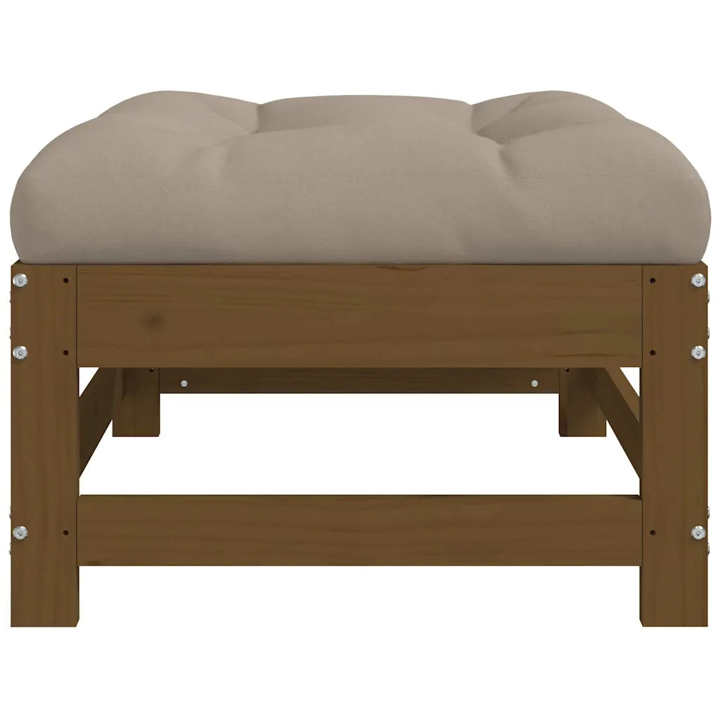 Sedia da giardino-Poggiapiedi Giardino con Cuscini 2pz Legno Massello Pino Ambra