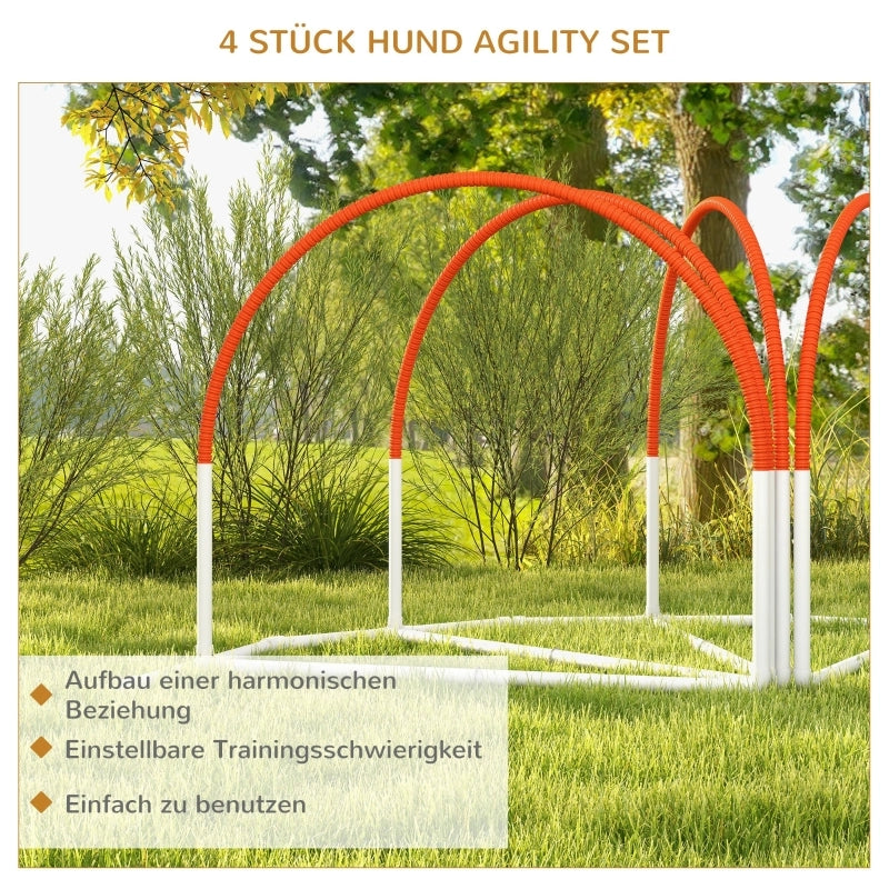 Set di agility per cani, 4 pezzi, inclusa borsa per il trasporto, in plastica, 89x69x99 cm, bianco+arancione
