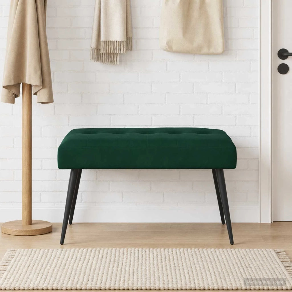 Panchina con bottoni imbottiti Verde Scuro 80 x 40 x 46 cm 42038517