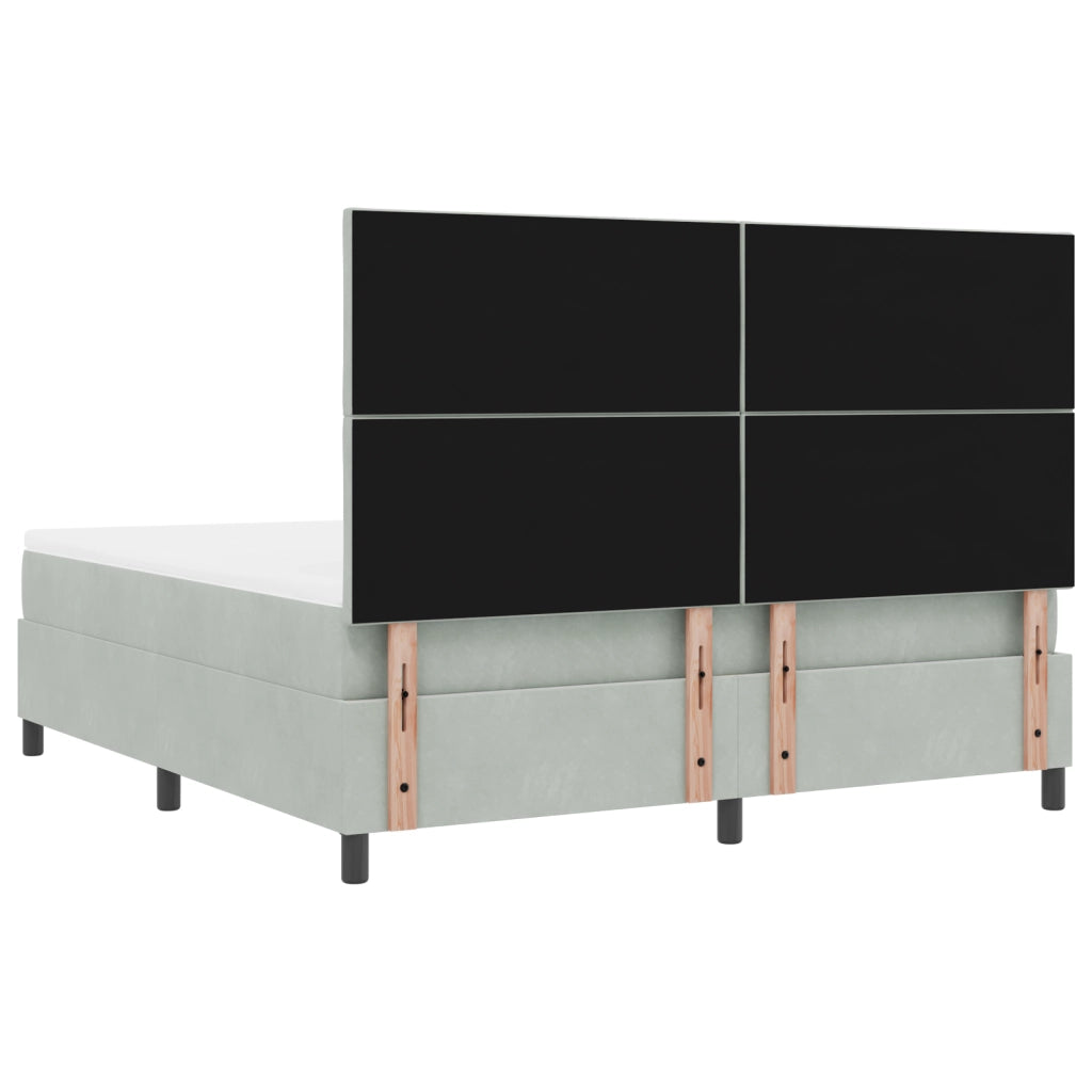 Letto con Rete a Molle e Materasso & Luce LED Grigio Chiaro 180x200 cm Velluto