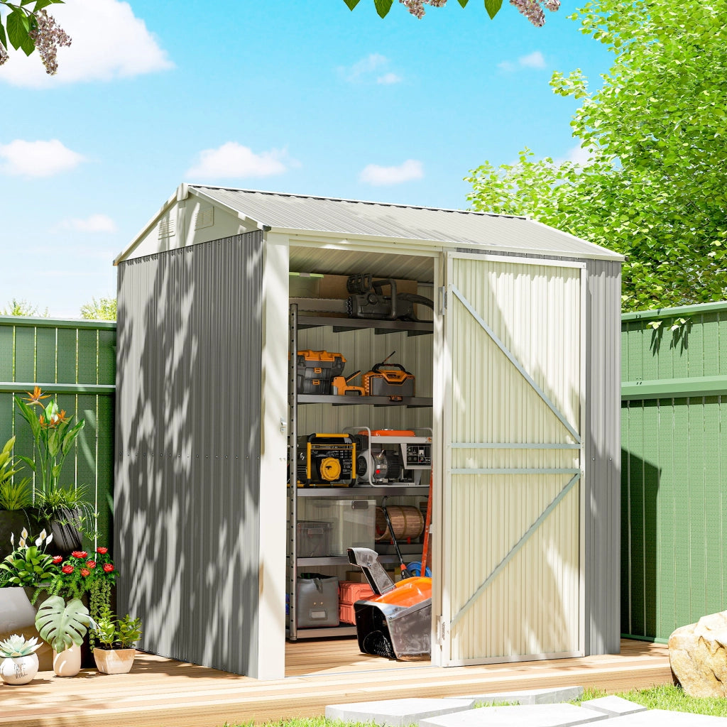Casetta da Giardino in Acciaio ¨C Xylo ¨C 3.51m2 209x177x236cm Argento con Porta Bloccabile